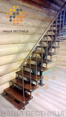 Лестница «Лайт» из березы, цвет черный муар - купить по цене от 80900  рублей, проект № 110