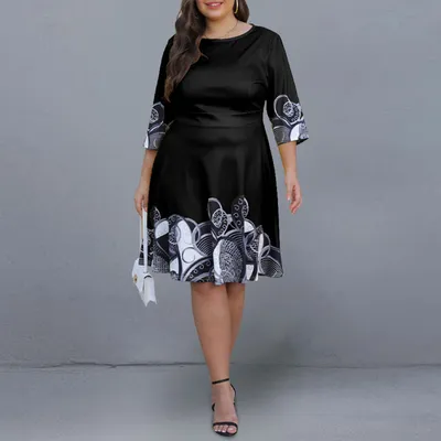 Черное летнее платье для полных женщин MN046-4 в интернет-магазине Е-Леди