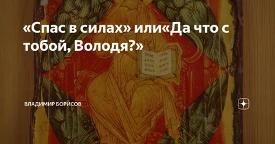 Спас в силах» или«Да что с тобой, Володя?» | Владимир Борисов | Дзен