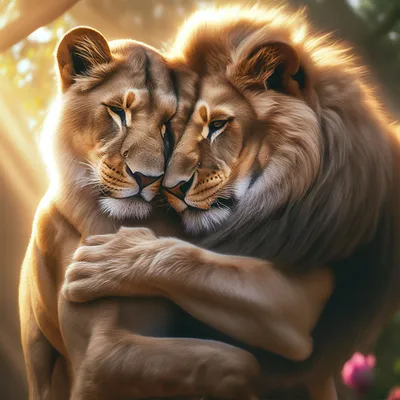 Лев и львица любовь фото