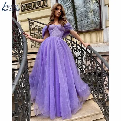 Фиолетовые платья NICEB с открытыми плечами для выпускного вечера, длинные  сексуальные блестящие вечерние платья-трапеции с открытой спиной и разрезом  для вечеринки, платье для вечеринки | AliExpress