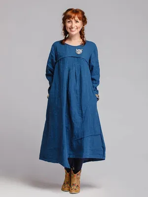 Льняное платье в стиле бохо - Арт М4/26 | Интернет магазин ArgNord.ru