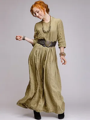 Длинное льняное платье в стиле бохо - Арт М4/7 | Интернет магазин ArgNord.ru