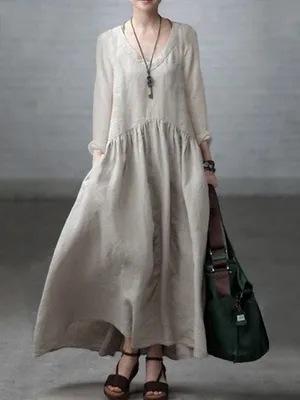 Длинное льняное платье в стиле бохо - Арт М4/7 | Интернет магазин ArgNord.ru