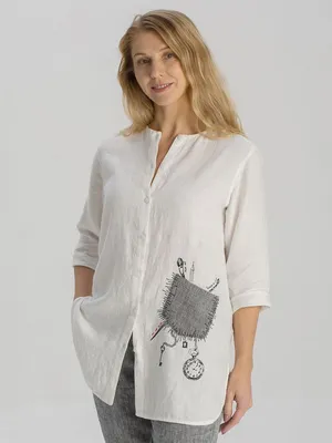 Рубашка льняная женская - Арт LUX-3347/белый | Интернет магазин ArgNord.ru