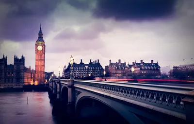 Обои тучи, мост, дождь, Лондон, выдержка, Биг Бен картинки на рабочий стол,  раздел город - скачать