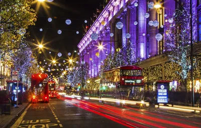 Обои огни, праздник, Англия, Лондон, дома, Новый Год, Рождество картинки на  рабочий стол, раздел город - скачать