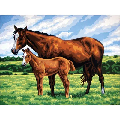 Набор для вышивания. Mare and Foal. Лошадь с жеребенком. Артикул 35260