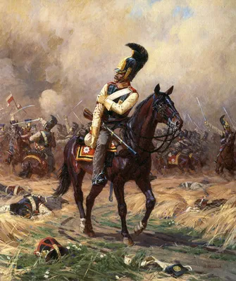 English: Fight for the banner (Feat of Cavalry Guard at the battle of  Austerlitz). 1910-1912. Русский: Бой за знамя (Подвиг Конной Гвардии при  Аустерлице). 1910-1912. . English: Capture of a French