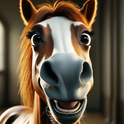 Смешной портрет смеющейся лошади . стоковое фото ©SURZet 94917566