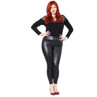 Купить Женские эластичные узкие брюки из искусственной кожи, леггинсы,  тонкие модные брюки больших размеров | Joom