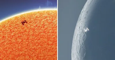 Потрясающие фотографии МКС на фоне Солнца и Луны – Zagge.ru
