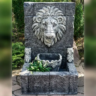 Купить Фонтан садовый Голова льва античный тёмный камень U09036 недорого по  цене 49 500руб.|Garden-zoo.ru