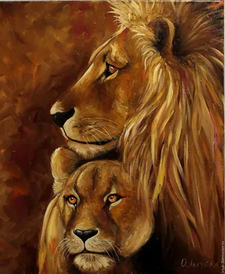 Рисунок львица и лев - 73 фото