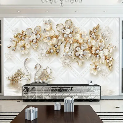 Настенные 3D-обои любых размеров на заказ, в европейском стиле, с  изображением хрустальных цветов, тематическая Роскошная Декоративная  Настенная картина для гостиной, отеля | AliExpress