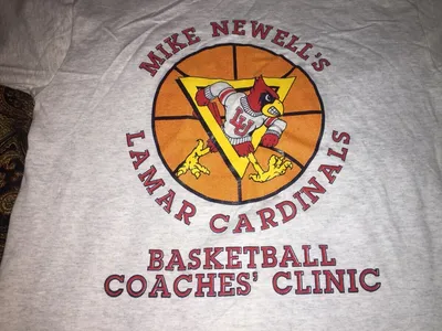 Винтажная мужская большая лучшая рубашка для баскетбольной клиники Университета Майка Ньюэлла Ламара | eBay