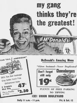 Купить постер (плакат) Макдоналдс - реклама 1962 года для интерьера