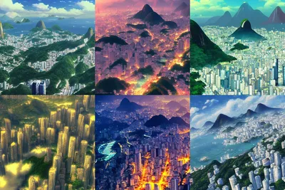 KREA - Рио-де-Жанейро, работа Макото Синкая, обои, 4k, высокое качество, разрешение 8k