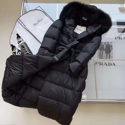 Женское черное пуховое пальто Max Mara LM-15886 – Lazurka Mall