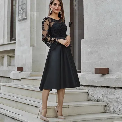 Черное платье с кружевом GF3716-01 ✓ по цене 661 грн. * Одевалка
