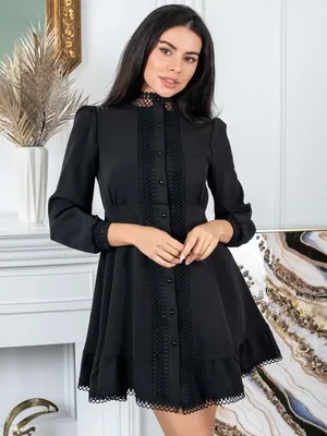 Купить Бархатное коктейльное платье с кружевом (Черный) в Москве в Салоне  платьев по выгодной цене