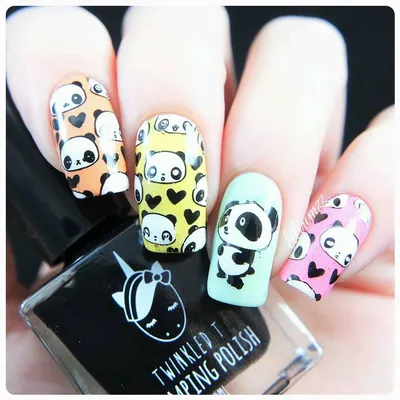 маникюр с пандой на ногтях дизайн 2018 | Mickey mouse nails, Panda nail  art, Nails