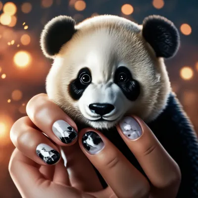 Маникюр. Дизайн ногтей панда. | Nails, Beauty