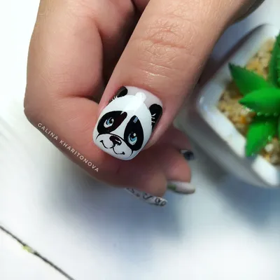 Маникюр+гель покрытие..💅🏻 Дизайн классный панда..🐼🐼🐼  #гельпокрытиебуйнакск#маникюрбуйнакск#дизайнногтей2020 | Instagram