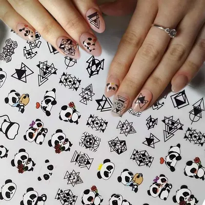 Наклейки для ногтей в виде цветка из мультфильма, милая панда, собака,  кошка, лапа, дизайн, вишня, клубника, наклейки медведь маникюр с  использованием водяных знаков, аксессуары | AliExpress