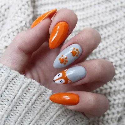 маникюр с лисой фото_29 | Fox nails, Animal nail designs, Gel nails