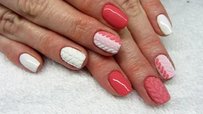 Зимний \"свитер\" | Sweater nails, White tip nails, Nail art design gallery