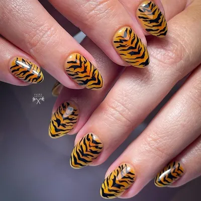 Print nails | Tiger nails, Tiger stripe nails, Nails