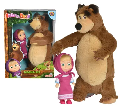 Amazon.com: Masha and The BeaR Jada Toys, Masha Plush Set with Bear and  Doll Toys for Kids, Ages 3+, Nylon, 109301072, 9.8 inches