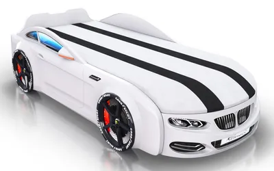 Детская кровать машина Rоyal mebel Berton big BMW для мальчика белая купить  в интернет магазине Romack-Russia.ru
