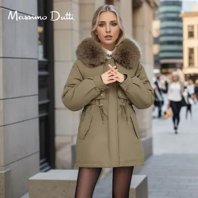 Куртка утепленная Massimo Dutti, цвет: хаки, IX001XW014U7 — купить в  интернет-магазине Lamoda