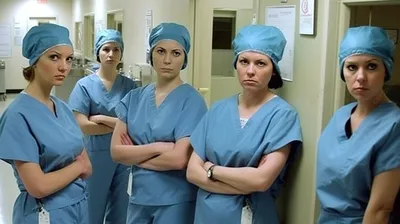 четыре женщины в халатах стоят в коридоре на работе, смешные картинки  медсестры фон картинки и Фото для бесплатной загрузки