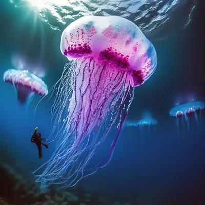 Медуза Волосистая Цианея, подводный …» — создано в Шедевруме