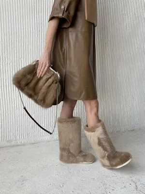 Max Mara ❤ женская сумка из меха и шелка с монограммой коричневый цвет,  размер , цена 3999.99 BYN