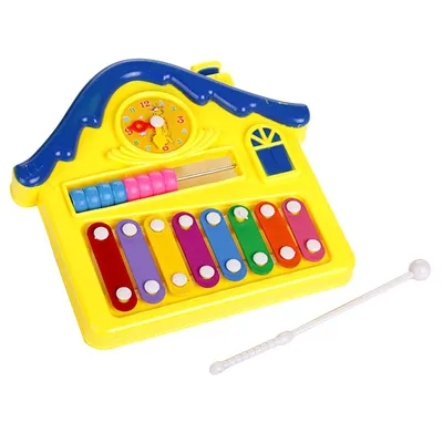 Детская музыкальная игрушка ксилофон (металлофон) Домик. Цвет желтый. АРТ.  1031846R