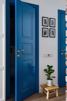 Синие межкомнатные двери в интерьере - 56 фото