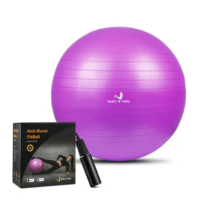 Гимнастический мяч URM для фитнеса с насосом глянцевый фиолетовый 95 см -  купить в Москве, цены на Мегамаркет