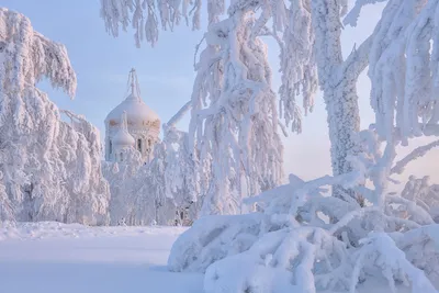 Обои на рабочий стол Белогорский Николаевский мужской монастырь зимой,  Пермь, фотограф Максим Евдокимов, обои для рабочего стола, скачать обои,  обои бесплатно