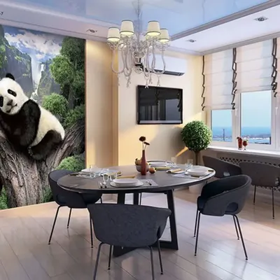 Фотообои Милая панда из стены, 94844 - купить в интернет-магазине  ВашиФотообои
