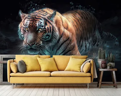 Фотообои Красивый тигр в анфас артикул Anm-122 купить в Оренбург|;|9 |  интернет-магазин ArtFresco