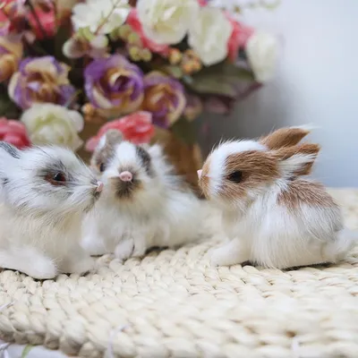 Купить 10шт милые мини-кролики из смолы миниатюрные фигурки 3D маленький  белый кролик орнамент | Joom
