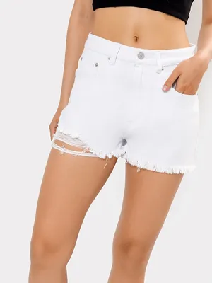 Шорты женские джинсовые мини в белом оттенке Модель: 2023-DS702-1 Цвет:  белый – Mark Formelle