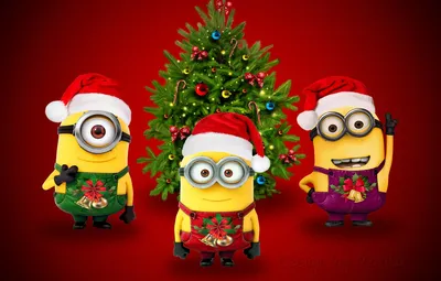 Обои Новый Год, Рождество, Санта, Christmas, Xmas, миньоны, cute, santa,  minion, Design by Marika картинки на рабочий стол, раздел новый год -  скачать