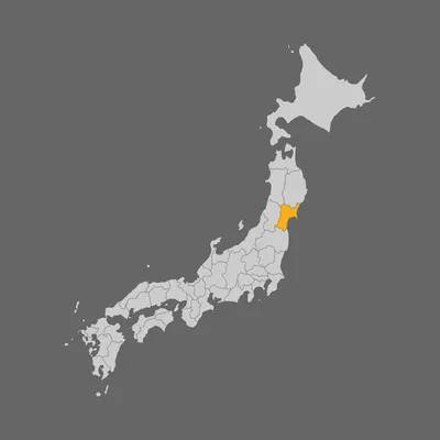 Premium Vector | Miyagi prefecture highlighted on the map of japan