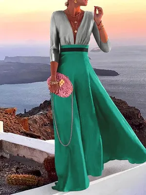 Модные женские повседневные однотонные длинные платья с рукавами из семи  частей с лацканами – лучшие товары в онлайн-магазине Джум Гик