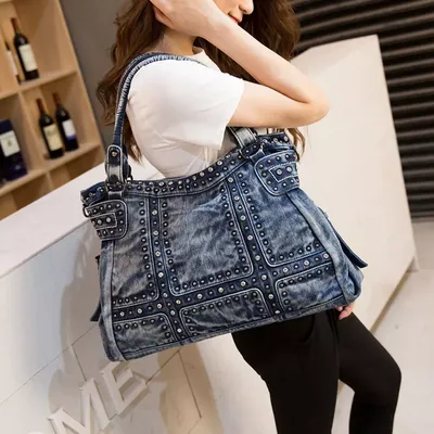 Винтажный дизайн, Модная Джинсовая женская сумка, джинсовые сумки на плечо,  сумки для девушек, сумка через плечо, женские сумки-мессенджеры | AliExpress